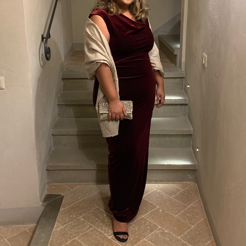 Burgundy velvet formal dress